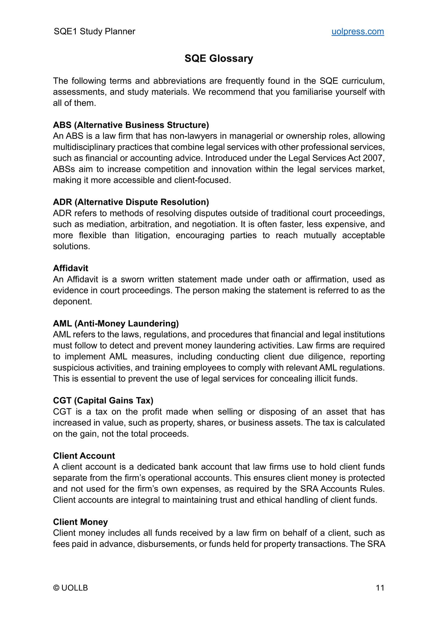 SQE1 Study Planner