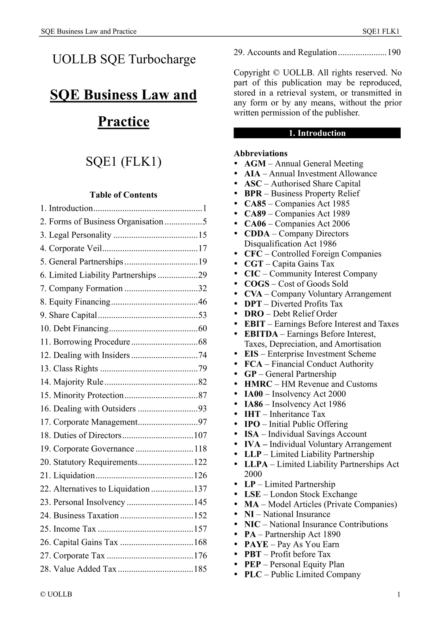 SQE Business Law and Practice