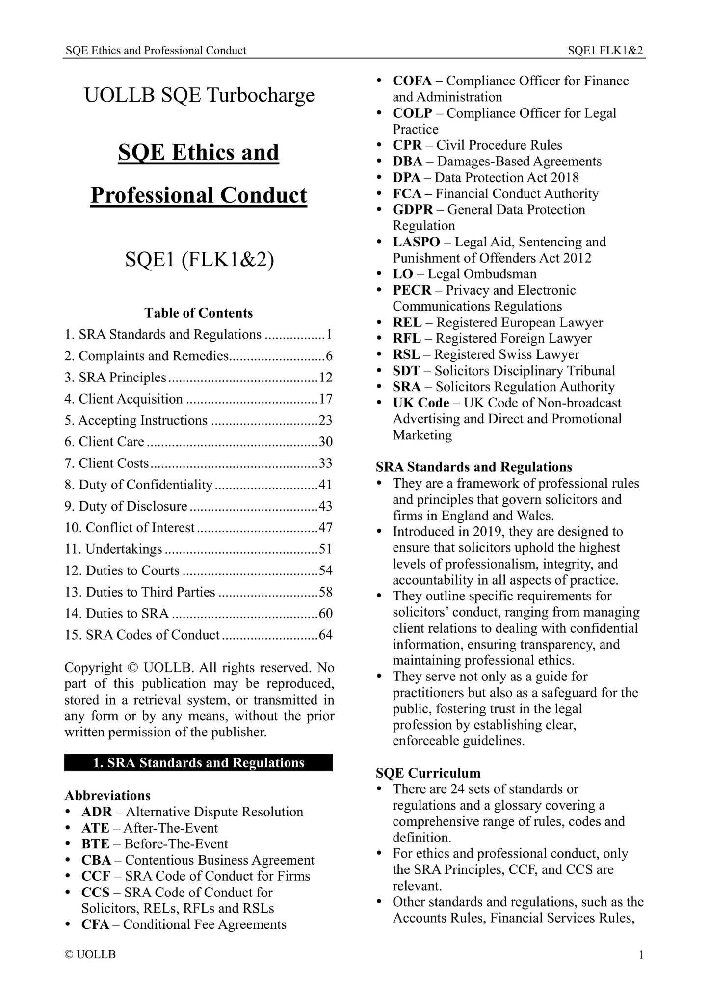 SQE Ethics and Professional Conduct