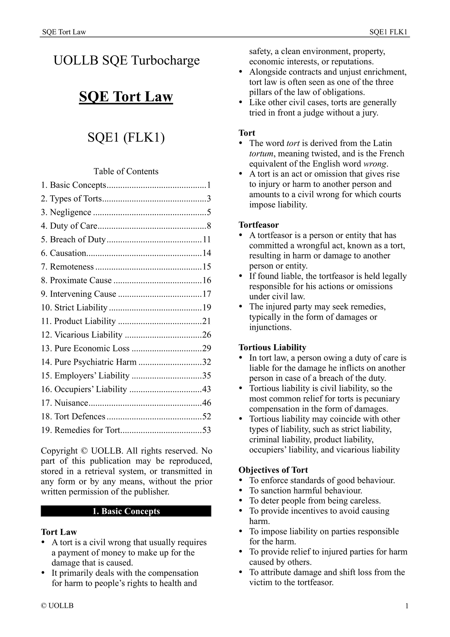 SQE Tort Law