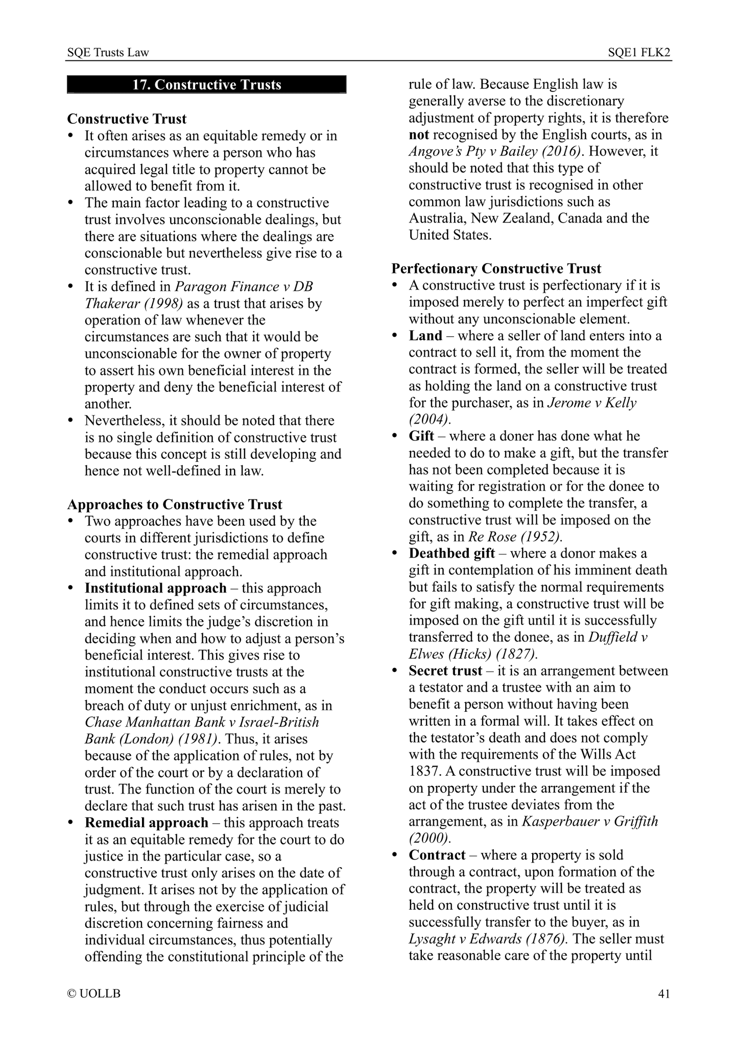 SQE Trusts Law