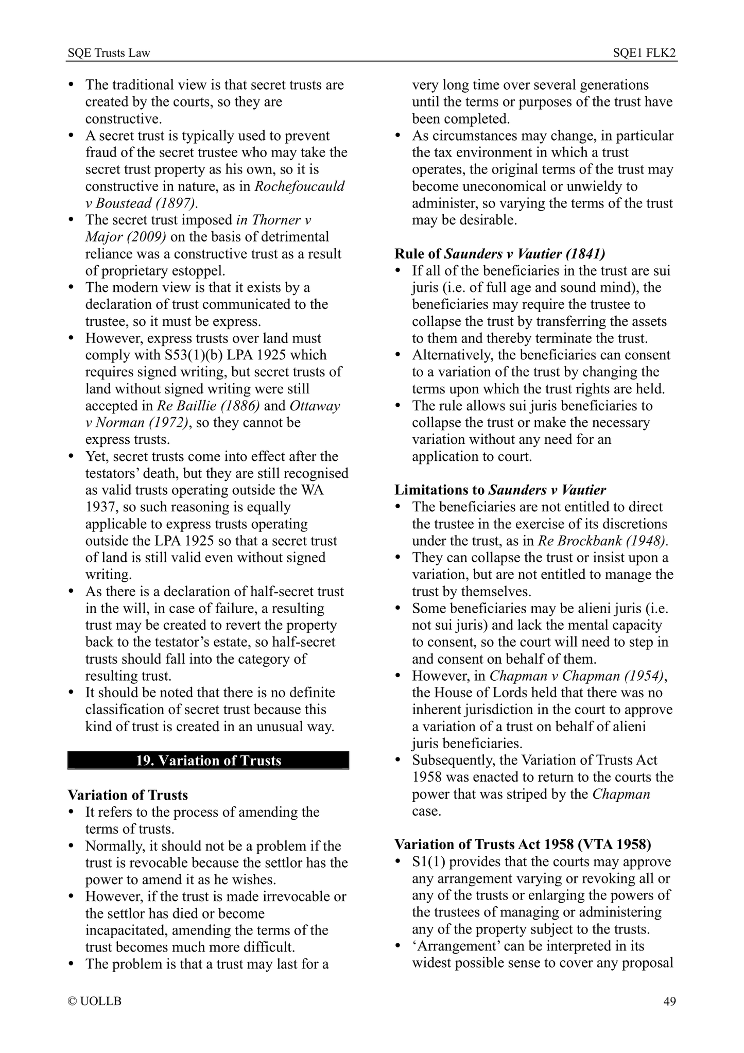 SQE Trusts Law
