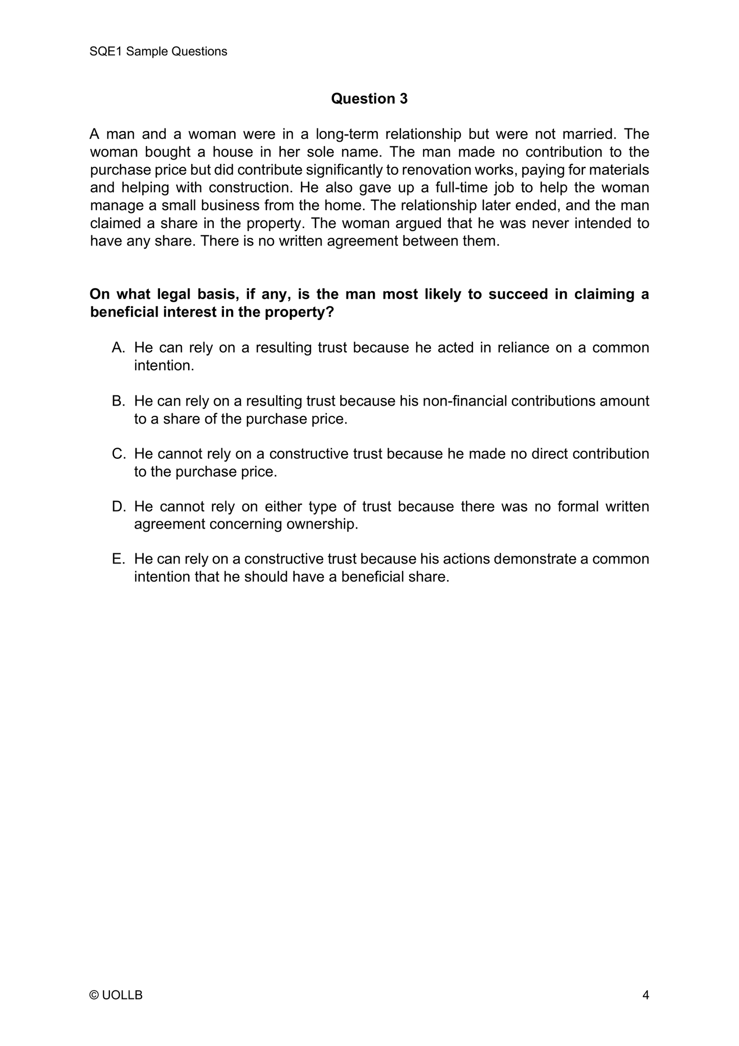 SQE1 Sample Questions