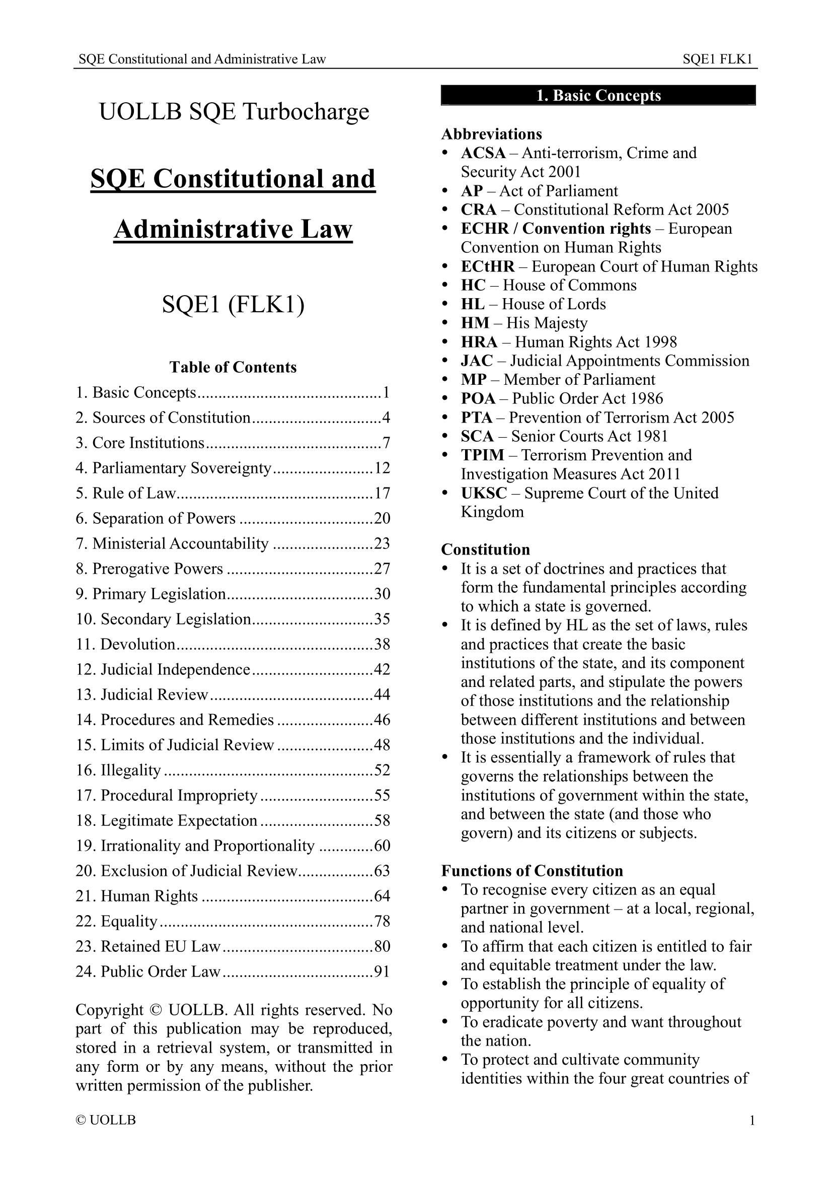 SQE Constitutional and Administrative Law