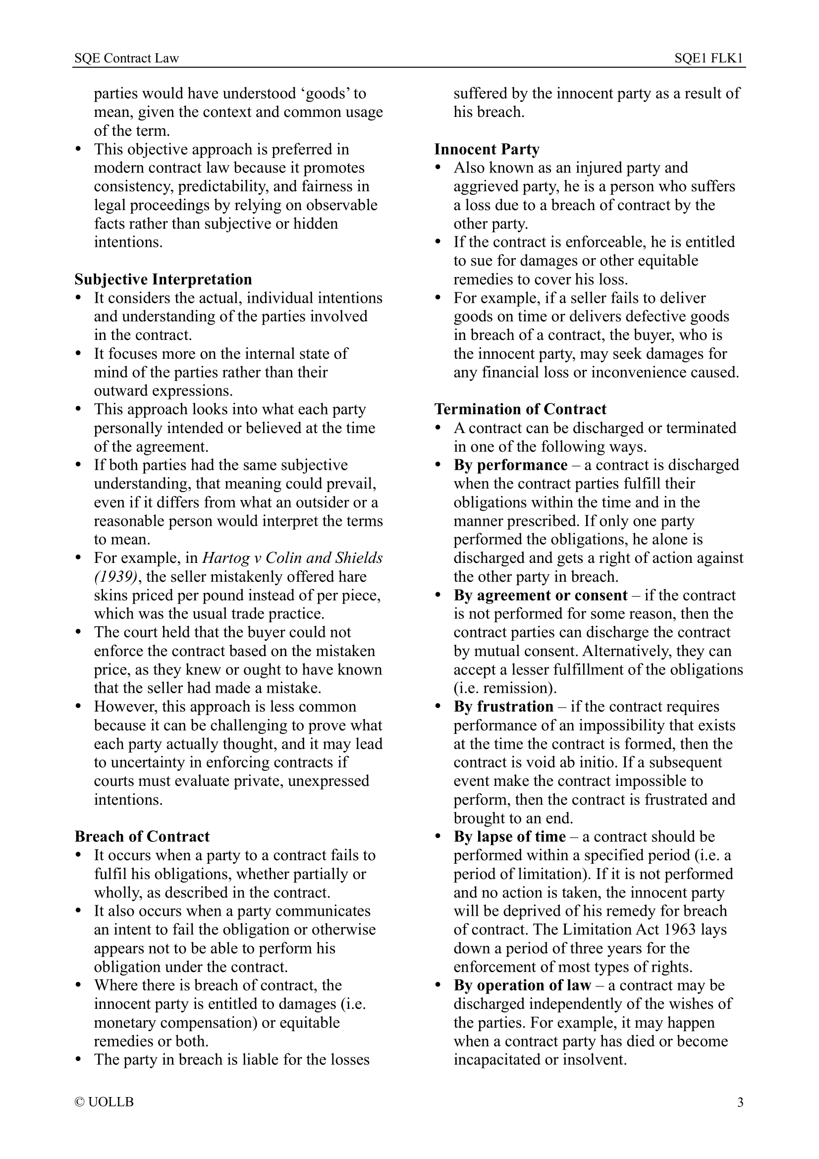 SQE Contract Law