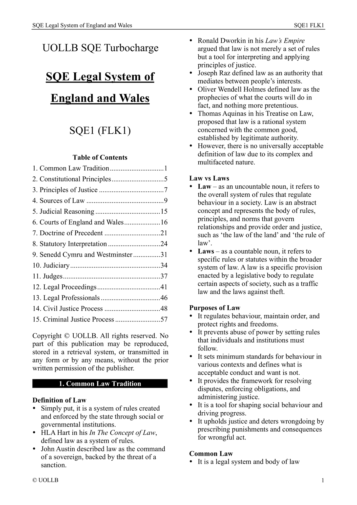 SQE Legal System of England and Wales