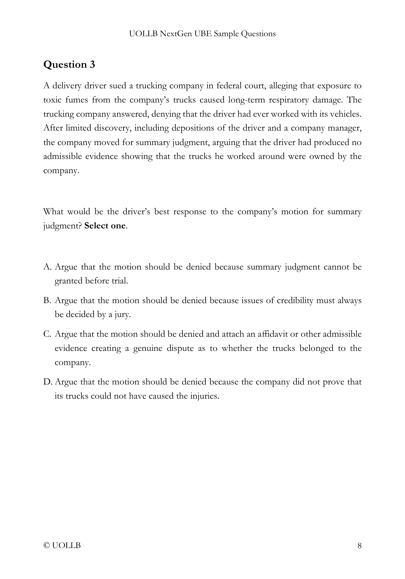NextGen UBE Sample Questions