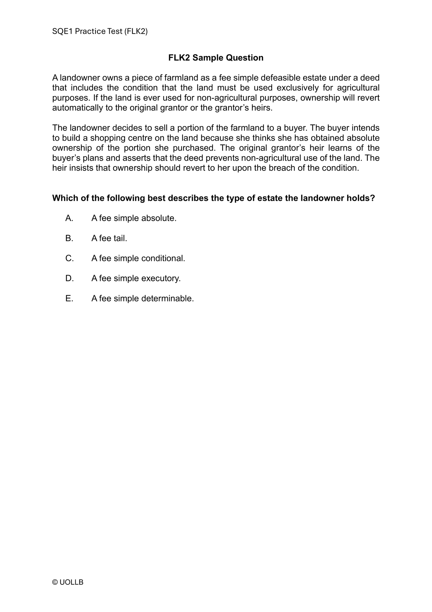 SQE1 Sample Question