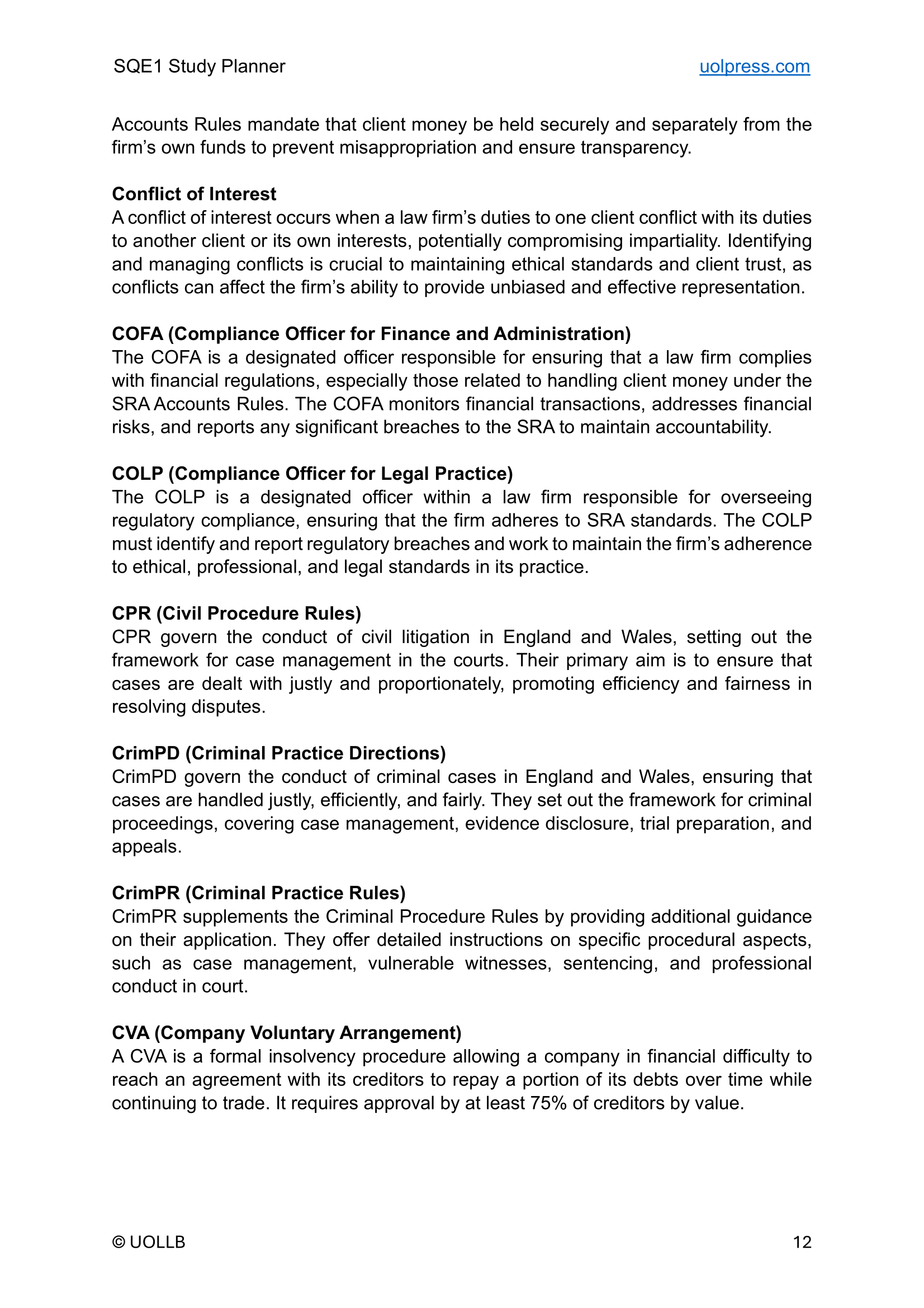 SQE1 Study Planner