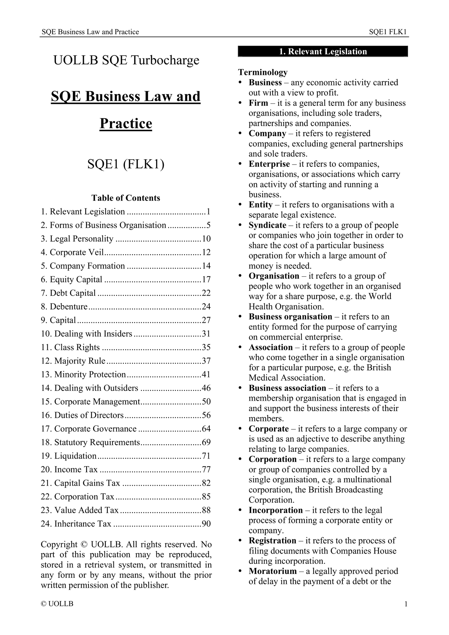 SQE Business Law and Practice