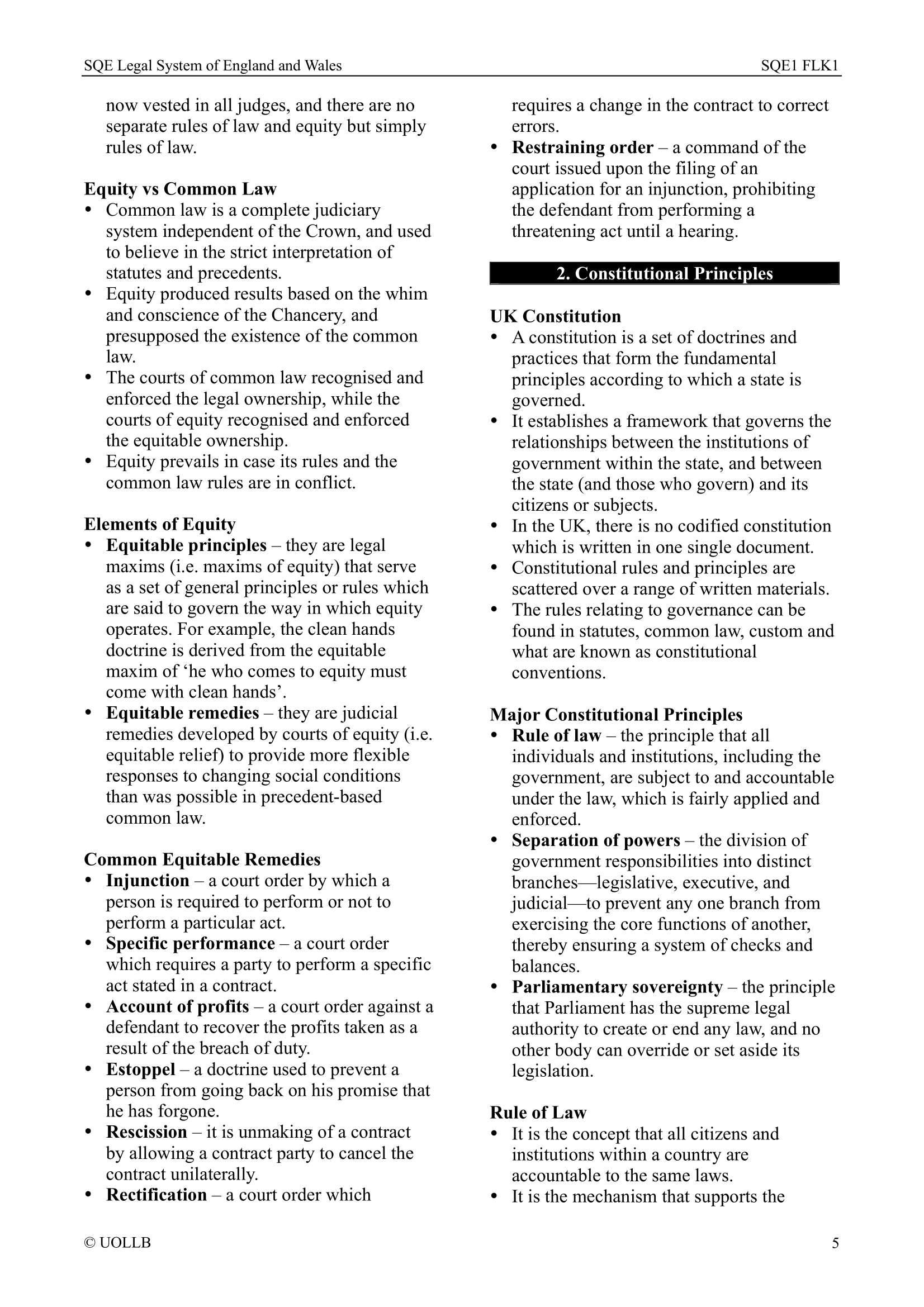 SQE Legal System of England and Wales