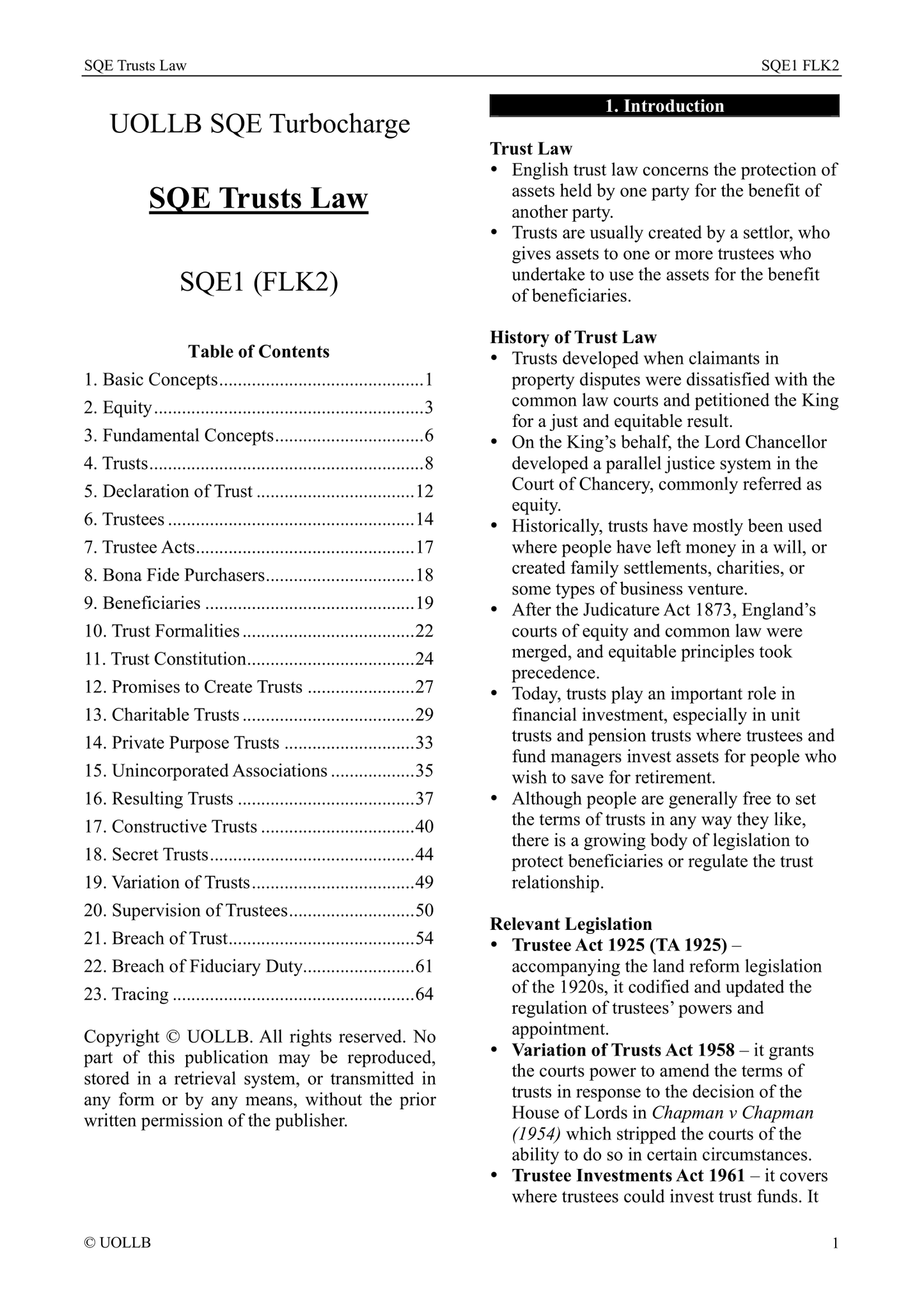 SQE Trusts Law