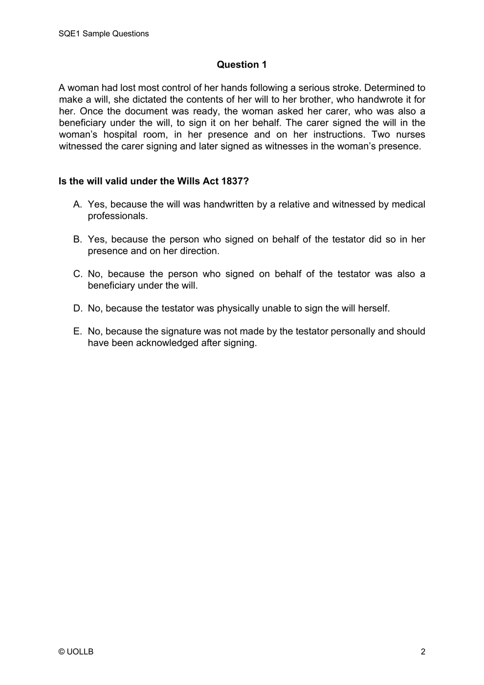 SQE1 Sample Questions (Free Download) – UOLLB®