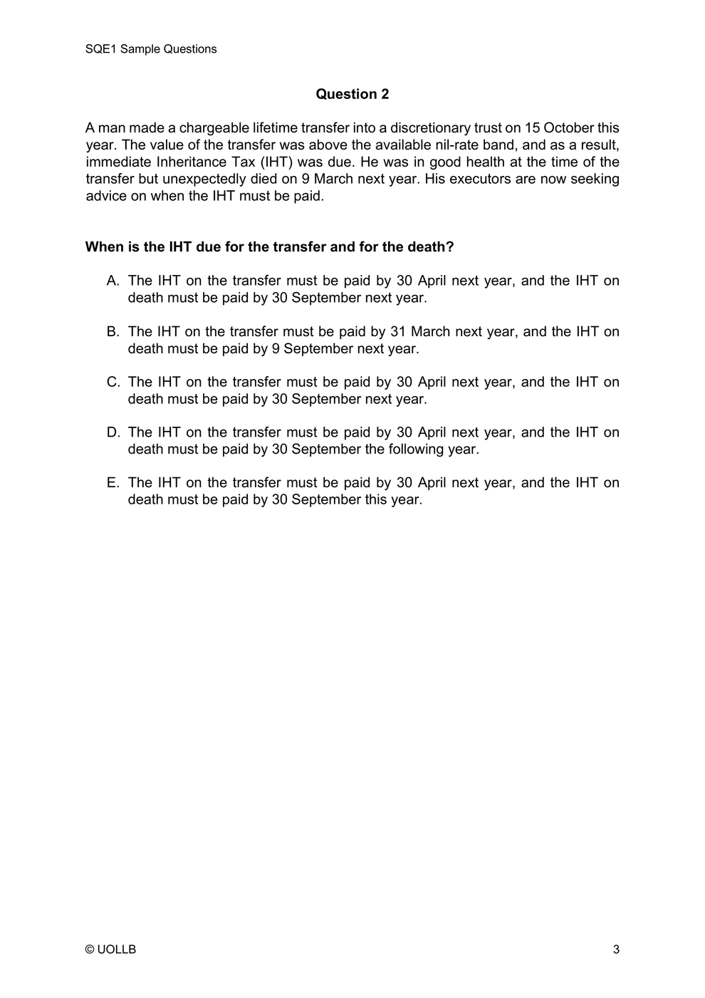 SQE1 Sample Questions (Free Download) – UOLLB®