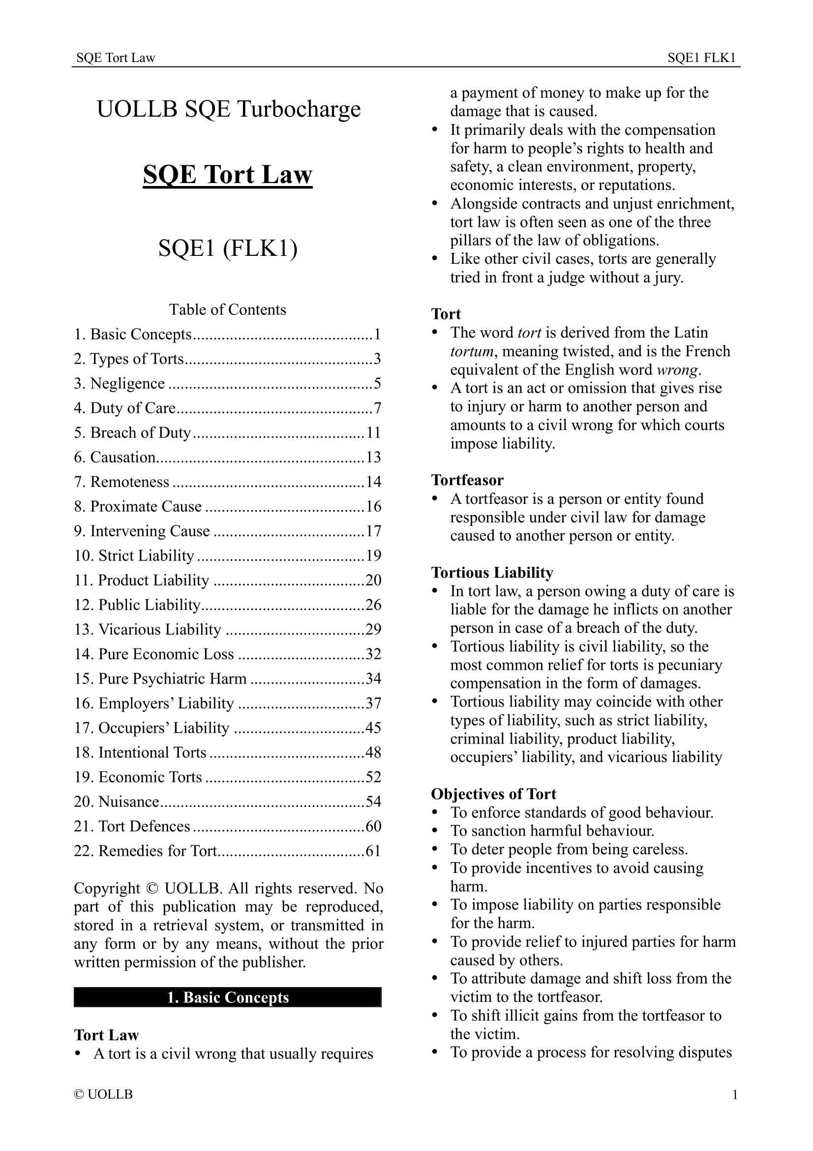 SQE Tort Law